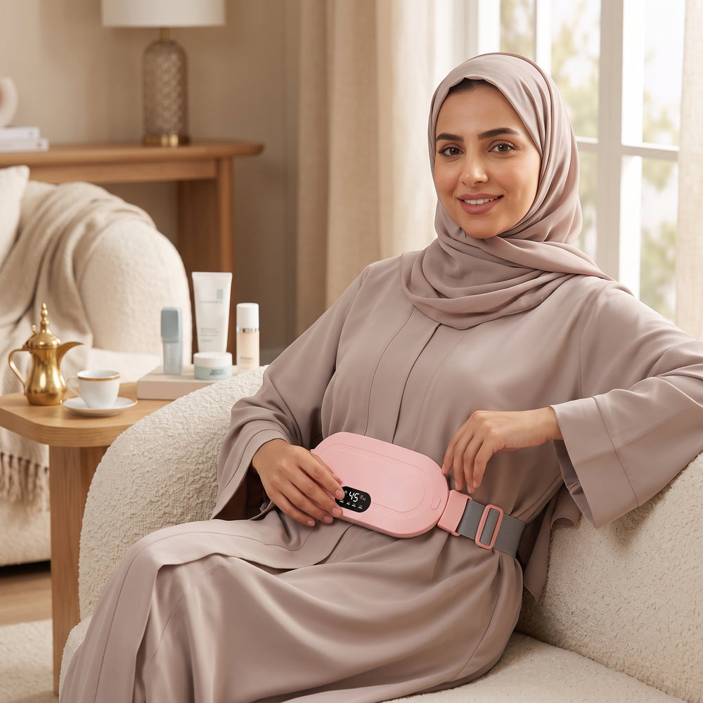 حزام التدفئة والتدليك لآلام الدورة والظهر